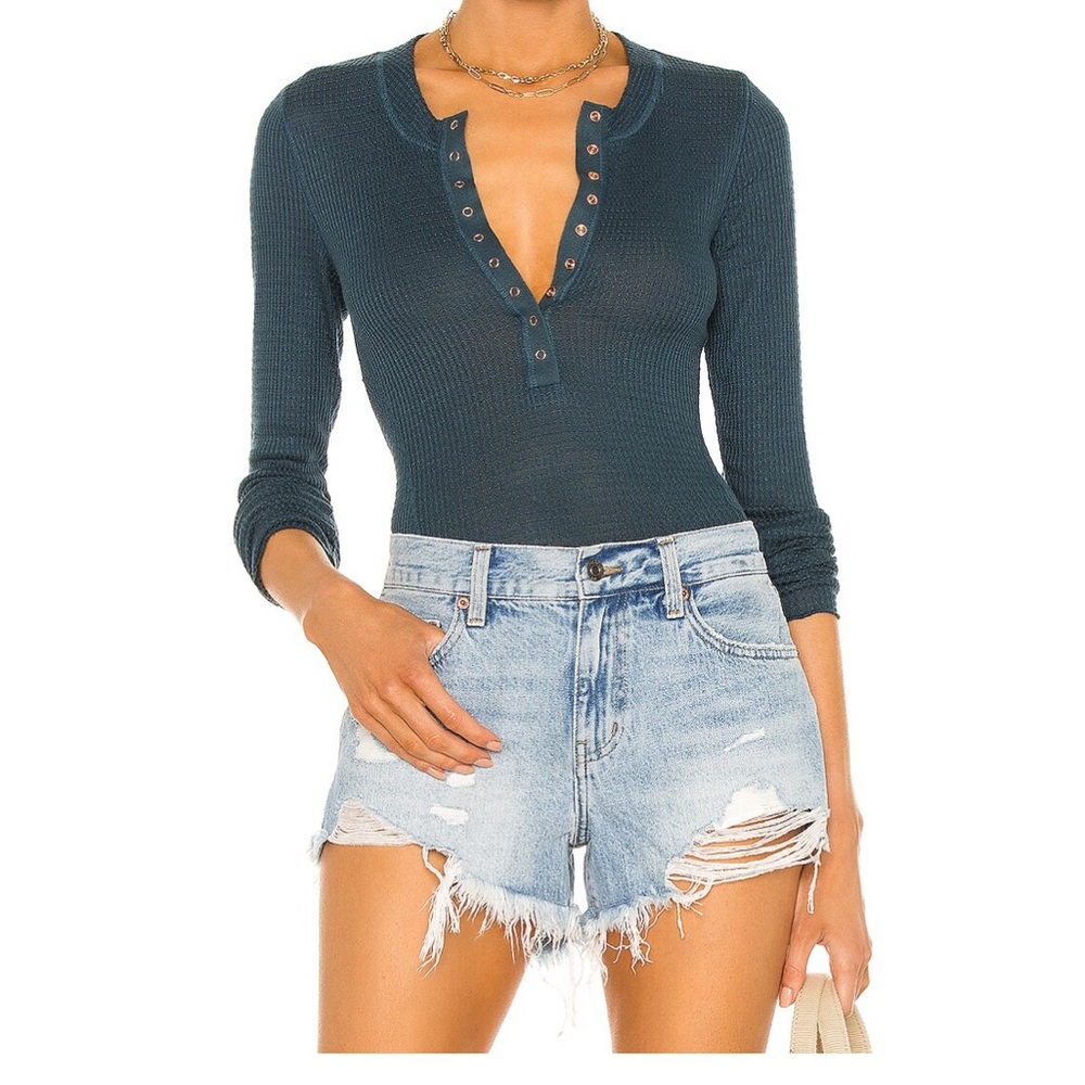 Free People | One of the Girls Henley Top | Sunken City Teal Color